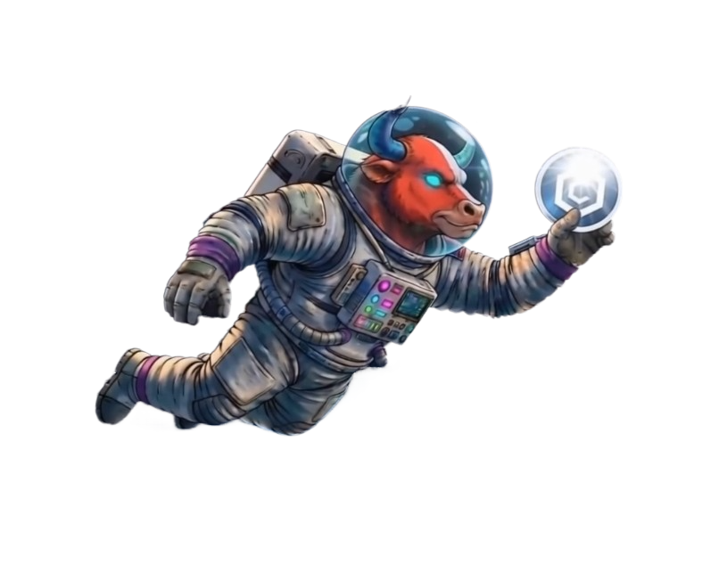 PuushBull astronaut bull floating in space